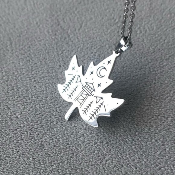 Lookout Tower ~ Camping Forest Scene ~ Stainless Steel Pendant ~ Brand New - Picture 1 of 6